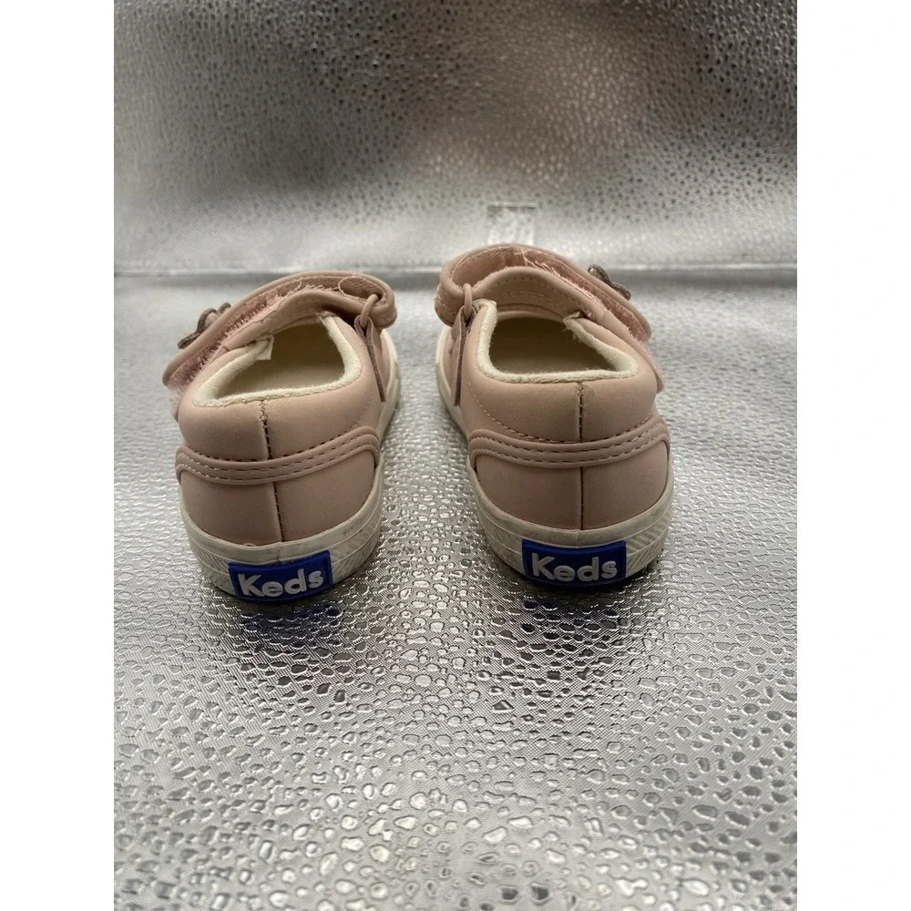 Keds Girls Pink Flower Mary‎ Jane Hook & Loop Adjustable Strap Flat Shoes Size 5